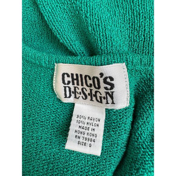 Chico's Design Vintage Rayon Long Sleeve Green Knitted Top Women's 0 Small - Picture 8 of 8